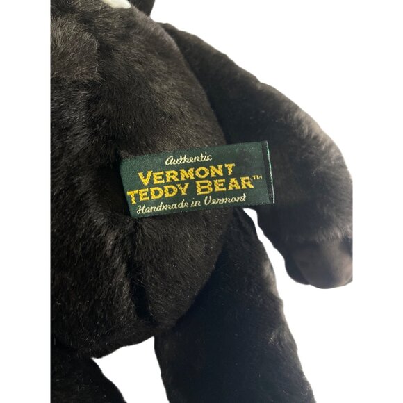 Vintage 1997 Vermont Teddy Bear Jointed Dark Chocolate Brown Bow Tie 16” - Picture 9 of 12